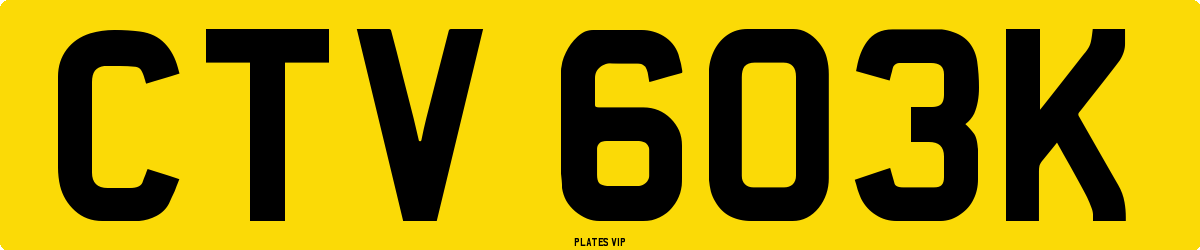 CTV 603K Number Plate