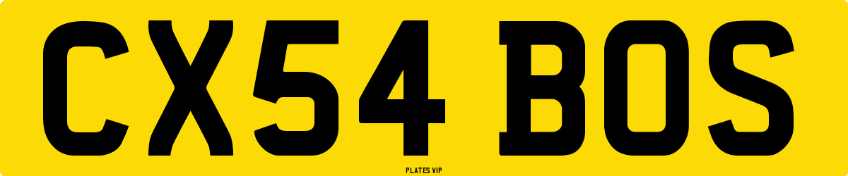 CX54 BOS Number Plate