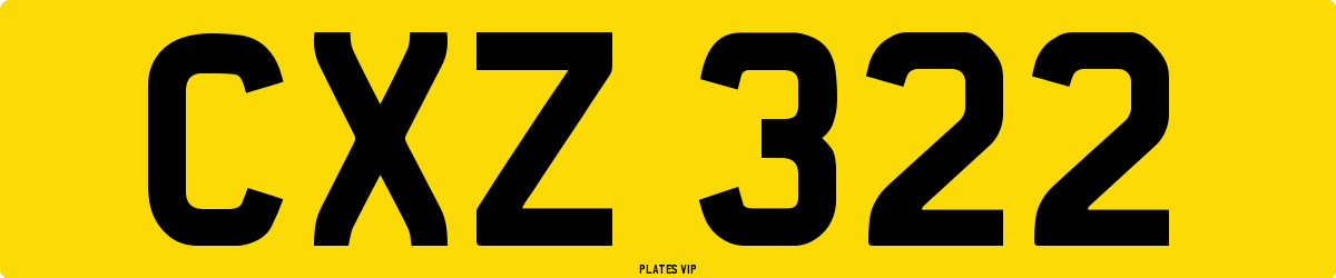 CXZ 322 Number Plate