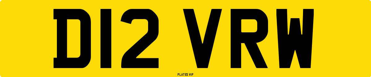 D12 VRW Number Plate