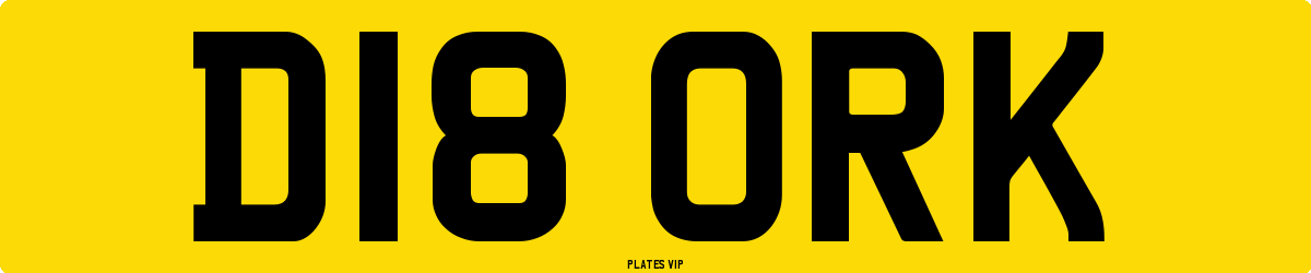 D18 ORK Number Plate