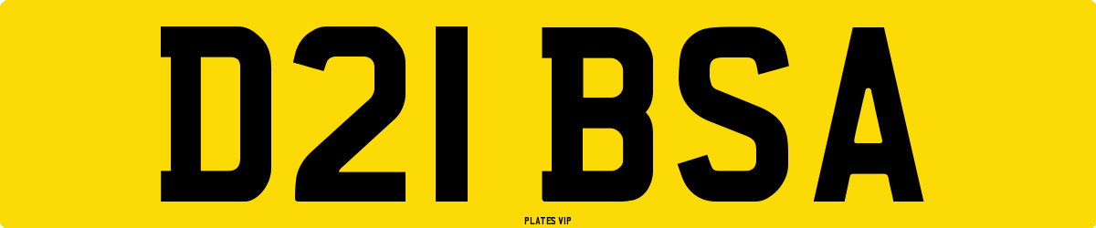 D21 BSA Number Plate