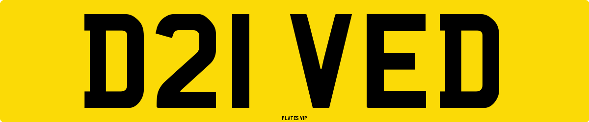 D21 VED Number Plate