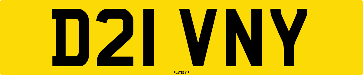 D21 VNY Number Plate