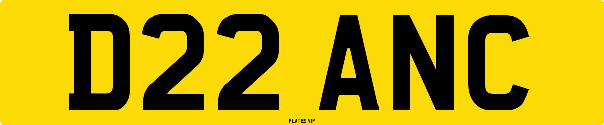 D22 ANC Number Plate