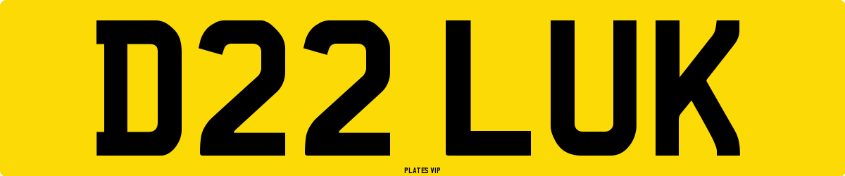 D22 LUK Number Plate