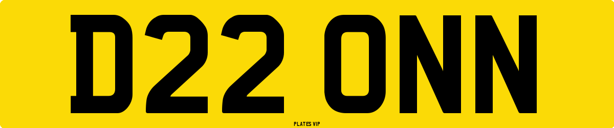 D22 ONN Number Plate