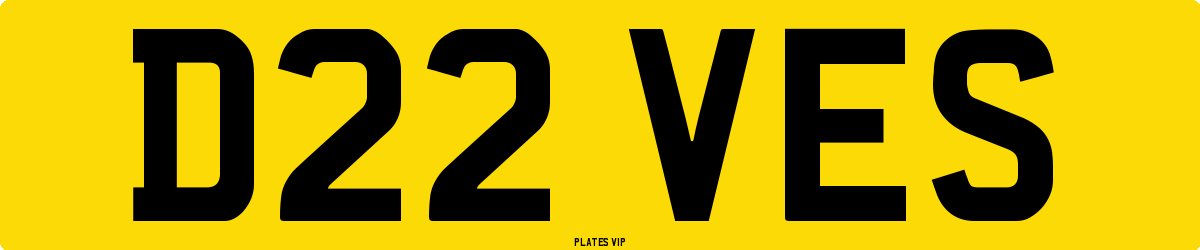D22 VES Number Plate