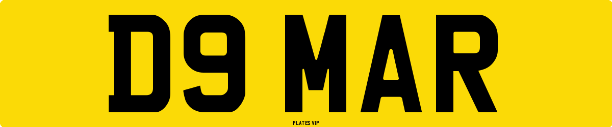D9 MAR Number Plate