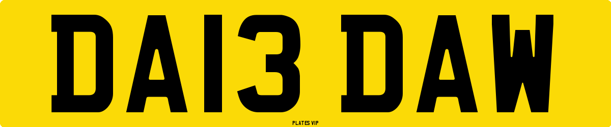 DA13 DAW Number Plate