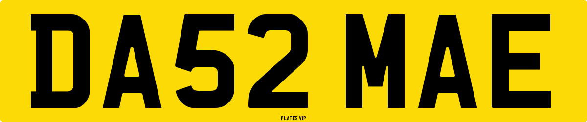 DA52 MAE Number Plate