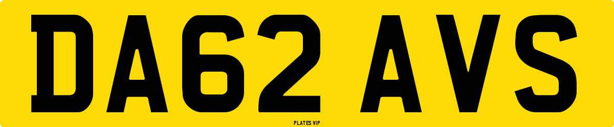 DA62 AVS Number Plate