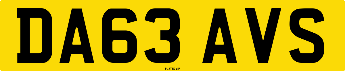 DA63 AVS Number Plate