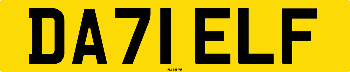 DA71 ELF Number Plate
