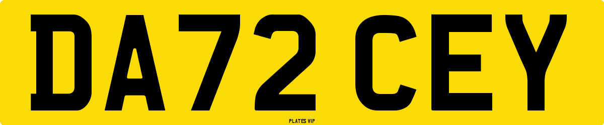 DA72 CEY Number Plate