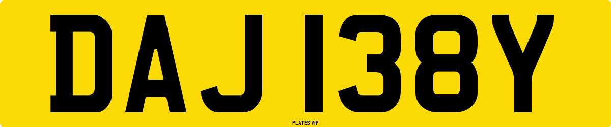 DAJ 138Y Number Plate