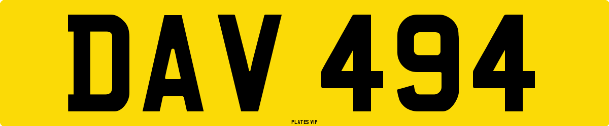 DAV 494 Number Plate
