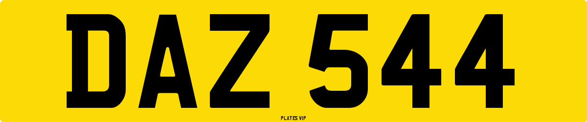 DAZ 544 Number Plate