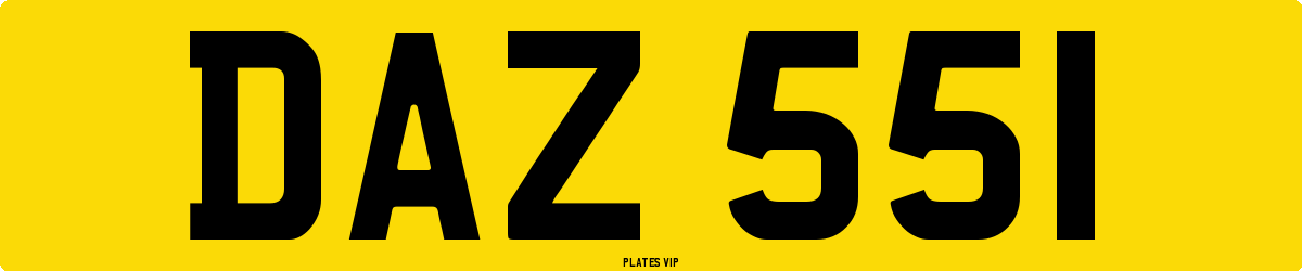 DAZ 551 Number Plate