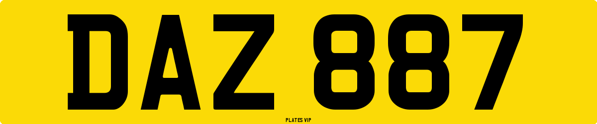 DAZ 887 Number Plate