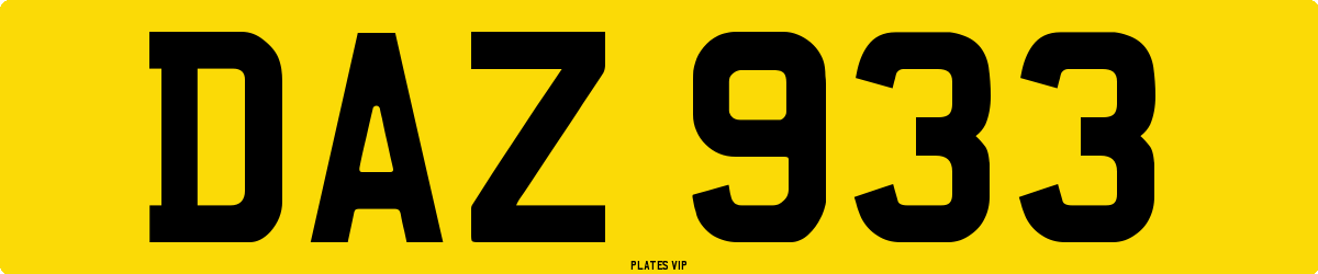 DAZ 933 Number Plate