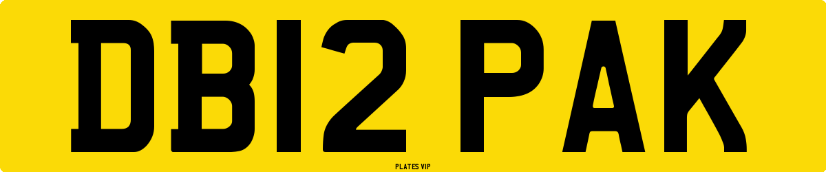 DB12 PAK Number Plate