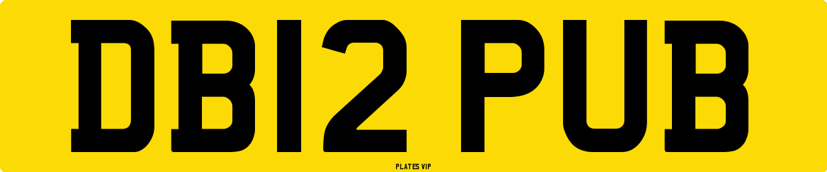 DB12 PUB Number Plate