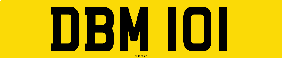 DBM 101 Number Plate