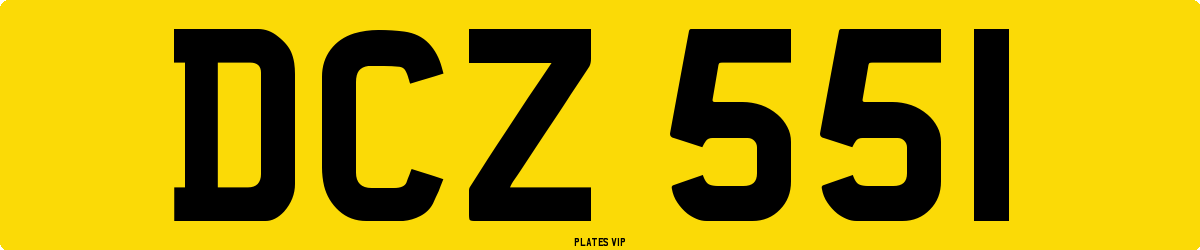 DCZ 551 Number Plate