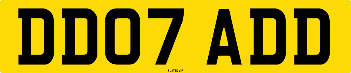 DD07 ADD Number Plate