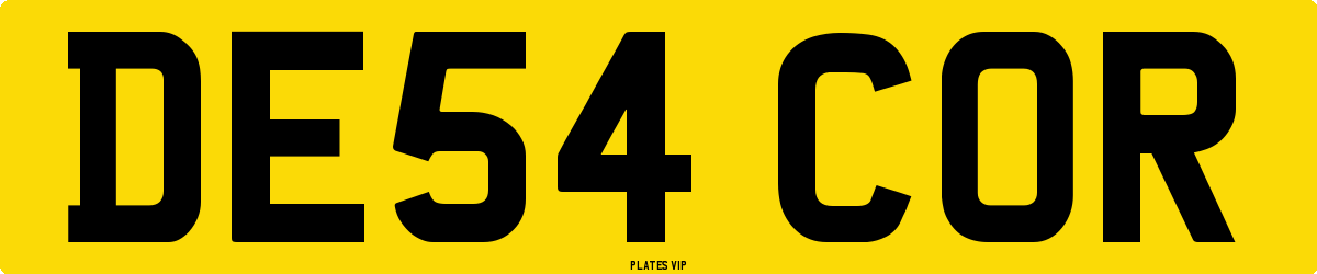 DE54 COR Number Plate