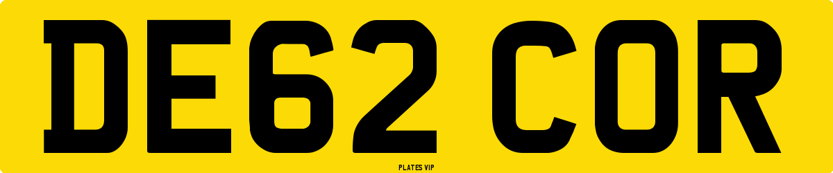 DE62 COR Number Plate