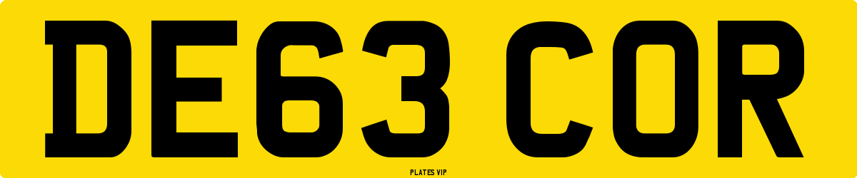 DE63 COR Number Plate