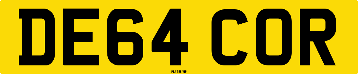 DE64 COR Number Plate