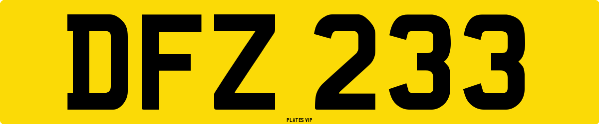 DFZ 233 Number Plate