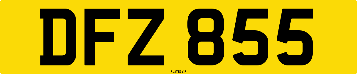 DFZ 855 Number Plate