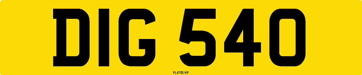 DIG 540 Number Plate