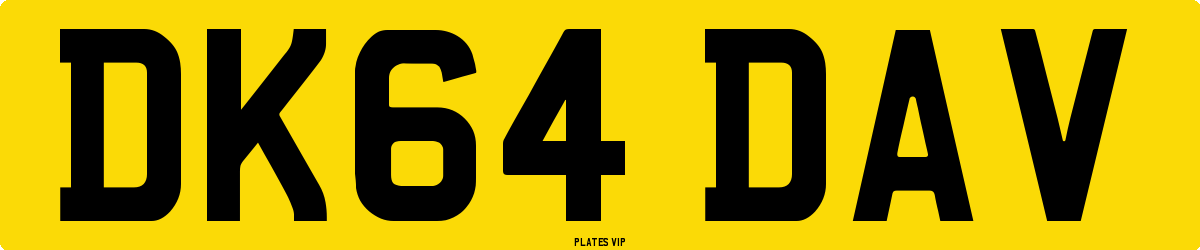 DK64 DAV Number Plate