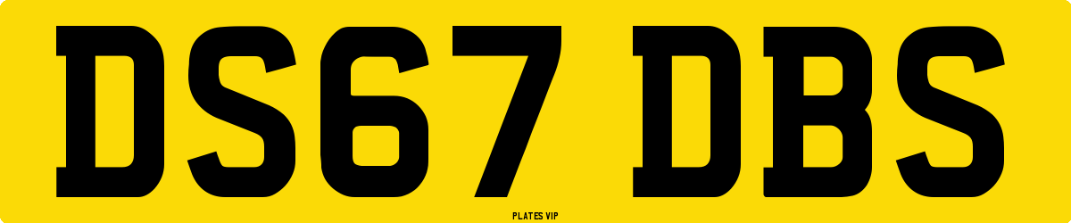 DS67 DBS Number Plate