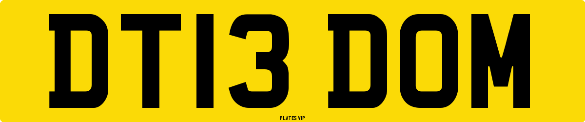 DT13 DOM Number Plate