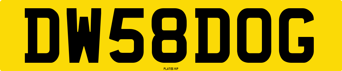 DW 58 DOG Number Plate