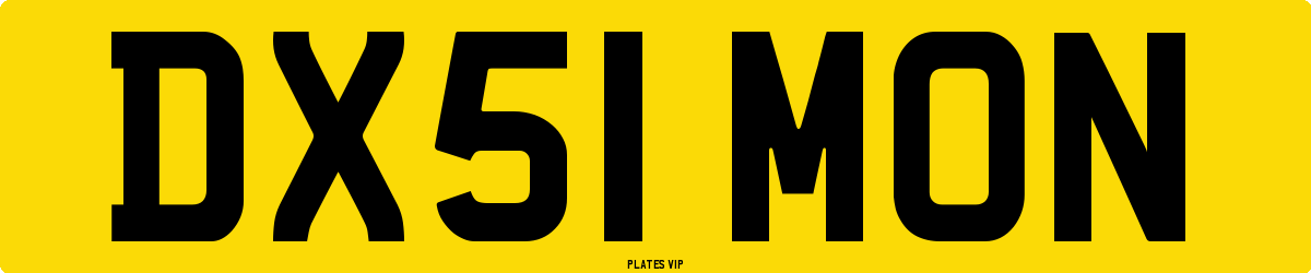 DX51 MON Number Plate