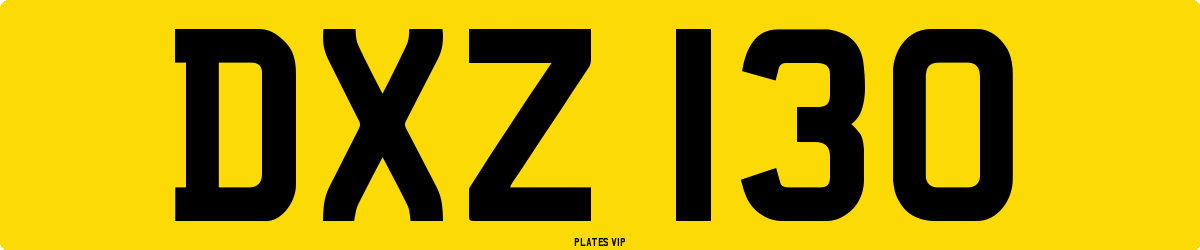 DXZ 130 Number Plate