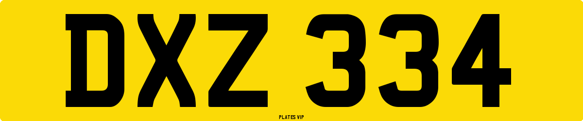 DXZ 334 Number Plate