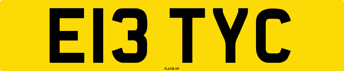 E13 TYC Number Plate