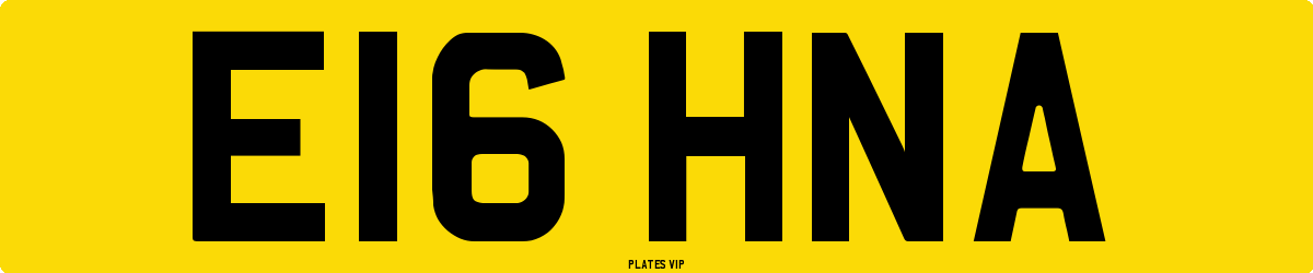 E16 HNA Number Plate