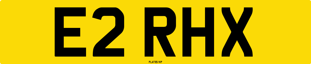 E2 RHX Number Plate