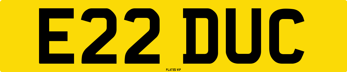 E22 DUC Number Plate