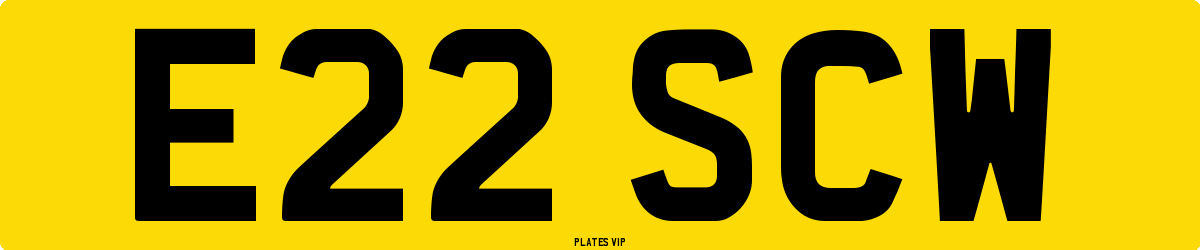 E22 SCW Number Plate
