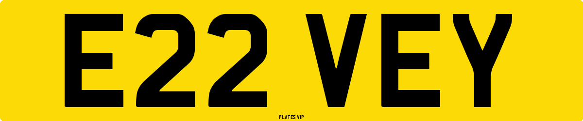 E22 VEY Number Plate